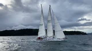 Sir Isaac Underway in the Round the County Race 2023 with winds in the mid 20 knot range [upl. by Holofernes]