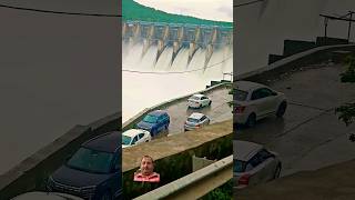 srisailam dam gates open srisailam waterfall srisailamtrip rain subscribe viralshort nature [upl. by Adnilev]