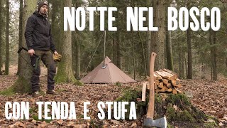 Notte nel bosco  Tenda con stufa  Campeggio invernale  Hot tenting [upl. by Cline]