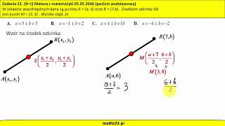 Współrzędne środka odcinka na maturze  MATFIZ24PL [upl. by Drazze]