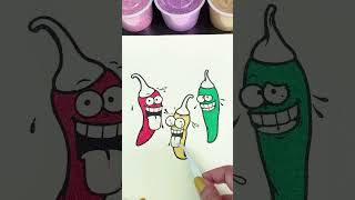 Sand Painting of Three Types of Chilies shorts howtopaint [upl. by Alessig]