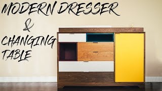 Making a Modern Dresser With Baby Changing Station  How To Build  Woodworking [upl. by Tuckie]