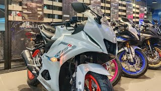 New 2024 Yamaha R15 V4 White Colour 😍  Full Walkaround Review 👌 Best 155cc Bike [upl. by Tebor]