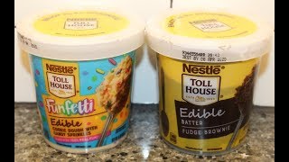 Nestle Toll House Funfetti Edible Cookie Dough amp Fudge Brownie Edible Batter Review [upl. by Jacynth606]