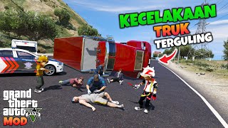 BOBOIBOY SUPRA JADI POLISI DAN MEMBANTU WARGA YANG KECELAKAAN TRUK TERGULING  GTA 5 [upl. by Artemed]