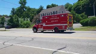 City of Laconia New Hampshire Fire Department 13 Ambulance 2 Responding [upl. by Dlarrej]