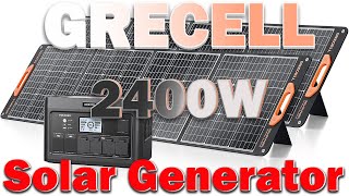 GRECEL 2400W Solar Generator With 2200W Flexible Solar Panel Power Backup Battery UPS Home RVVan [upl. by Fancy117]