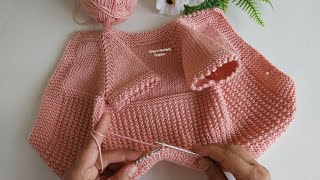 1 Yumaktan 1 Yelek 🎉 Yakadan Başlama Kolay Örgü Bebek Yeleği Modeli knitting [upl. by Schnur]