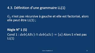 Analyse LL coditions dune grammaire LL  avec exemple [upl. by Aurlie507]