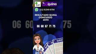 Resultado Quina concurso 6593 quina [upl. by Kannav789]