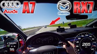 New A7 55 TFSI meets RX7 on German Autobahn [upl. by Allianora]