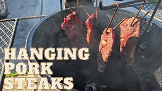 I Hang Pork Steaks In The Oklahoma Joes Bronco [upl. by Eenahc683]