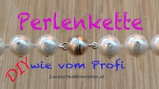 Perlenkette mit Magnetverschluss knoten  DIY  Kette fertig machen  Schmuck anfertigen  knüpfen [upl. by Leoni]