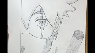 ￼Easy anime half face drawing  how to draw anime ninja kakashi step by step shorts art kakashi [upl. by Yrneh327]