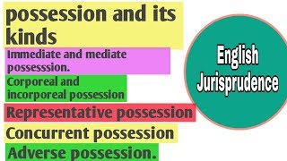 Possessionkinds of possession Jurisprudence [upl. by Ainoek]