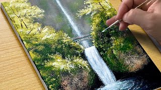 How to Paint a Beautiful Waterfall  Acrylic Painting for Beginners [upl. by Dwyer974]