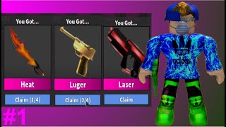 GETTING GODLY LASER LUGER AND HEAT IN Murder Mystery 2  MM2 Green and Blue Episode 1 [upl. by Koralle]