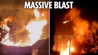 Watch Putins war factories EXPLODE as Ukraine launches kamikaze drone strikes sparking huge fires [upl. by Onurb681]