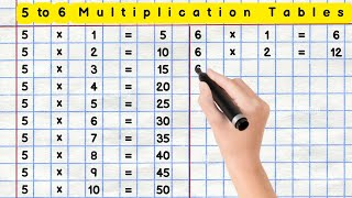 5 to 6 Multiplication Tables  5 amp 6 table  5 times table  6 times table  Multiplication Tables [upl. by Ydnyl]