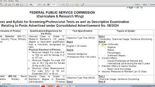 FPSC Combined Syllabus For Advertise Number 8 FPSC Adv 82024 Syllabus For Various Posts FPSC [upl. by Watson302]