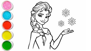 Cute Elsa Frozen Drawing for kids Painting amp Coloring for kids Toddlers  Lets Draw Together [upl. by Nnylarej]