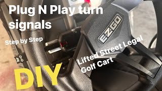 Street legal lifted golf cart turn signals installed DIY EzGO club car Yamaha [upl. by Arakahs86]