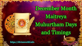 December Maitreya Muhurtham Days and Timings 2021 [upl. by Nyram353]