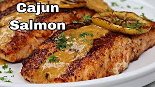 Blackened Salmon with Creamy Cajun Sauce Recipe [upl. by Negem]