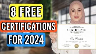 8 FREE High Paying Certifications For Remote Jobs in 2024  And How Much Do They Pay [upl. by Ecinad]