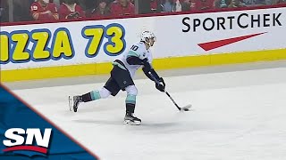 Matty Beniers Records First Career NHL Point With NoLook Assist [upl. by Byrle207]