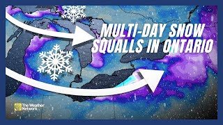 Multiday Snow Squalls Threaten Hefty Totals Dangerous Travel To Ontario  forecast [upl. by Ecirum462]