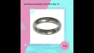 5mm Hammered Stainless Steel Mens Ring Mens Hammered Wedding Rings Comfort Fit Wedding Bands S [upl. by Toffey31]