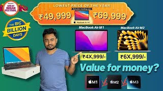 MacBook Air M1 Under 50000 On Flipkart BBD amp Amazon Sale  M2 Macbook air vs M3 Macbook Air [upl. by Yaeger]