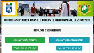 Concours DEntrée A La Gendarmerie 2021  Consulter Vos Résultats  Paiement Frais Visite Médicale [upl. by Eiramaneet]