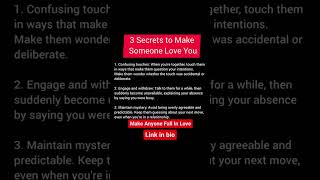 3 Secrets to Make Someone Love You [upl. by Aerdied518]