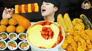 ASMR MUKBANG 직접 만든 대왕 가래떡 떡볶이 김밥 양념 치킨먹방 amp 레시피 FIRE NOODLES AND Tteokbokki EATING SOUND [upl. by Jeffie]