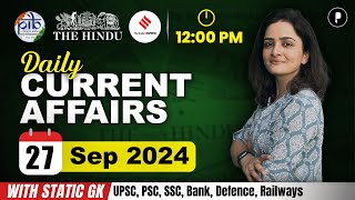 27 September Current Affairs 2024  Daily Current Affairs  Current Affairs Today [upl. by Lenahc219]