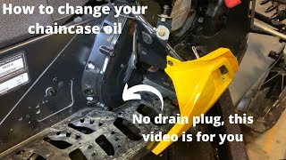 How to change chaincase oil on any skidoo 900 ace snowmobile that does not have a bottom drain plug [upl. by Aekim]