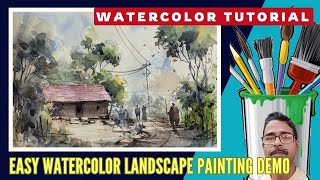 easy watercolor landscape painting demo creativeartsnabanil7923 [upl. by Htabazile102]