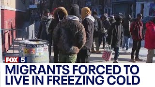 NYC migrants forced to live in freezing cold [upl. by Name]