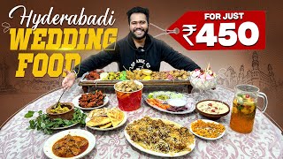 Hyderabadi Wedding Food For Just ₹450  Elegance Caterers  Non Veg Heaven  Nom Nom Foodie 61 [upl. by Finstad863]