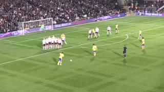 GOAL Jermaine Pennant celebrates superb free kick v Fulham with travelling Wigan Athletic fans [upl. by Merill]