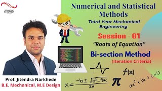 Roots of Equation  Bisection Method Iteration Criteria  Unit 01 [upl. by Jenica]