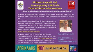 Afrikaans se komvandaan n Gaslesing deur prof Hein Willemse 8 Mei 2024 [upl. by Siobhan]