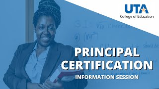 Principal Certification Information Session [upl. by Nowell610]