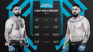 FULL FIGHT  MIKHEIL SAZHINIANI VS BRUNO LOPES  DANA WHITE’S CONTENDER SERIES [upl. by Kifar578]