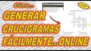 Cómo Generar CRUCIGRAMAS GRATIS Online IMPRIMIBLE  Autoasistencia Digital 😉 [upl. by Arda]