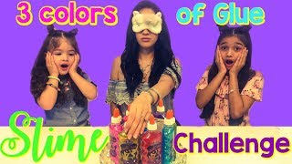 3 Colors of Glue Slime Challenge with our Mom Part 2 [upl. by Ardnuahc472]