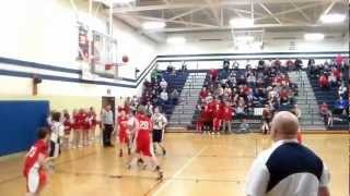 Buzzer beater while laying on floor Blanchester 8th grade boy makes shot while laying on floor [upl. by Clorinda387]