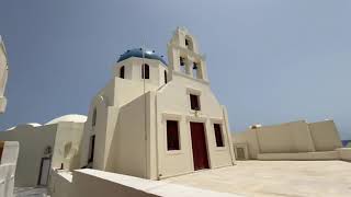 Santorini Strogili restaurant  Church of Panagia Akathistos Hymn  along Nikolaou Nomikou street [upl. by Lenna]